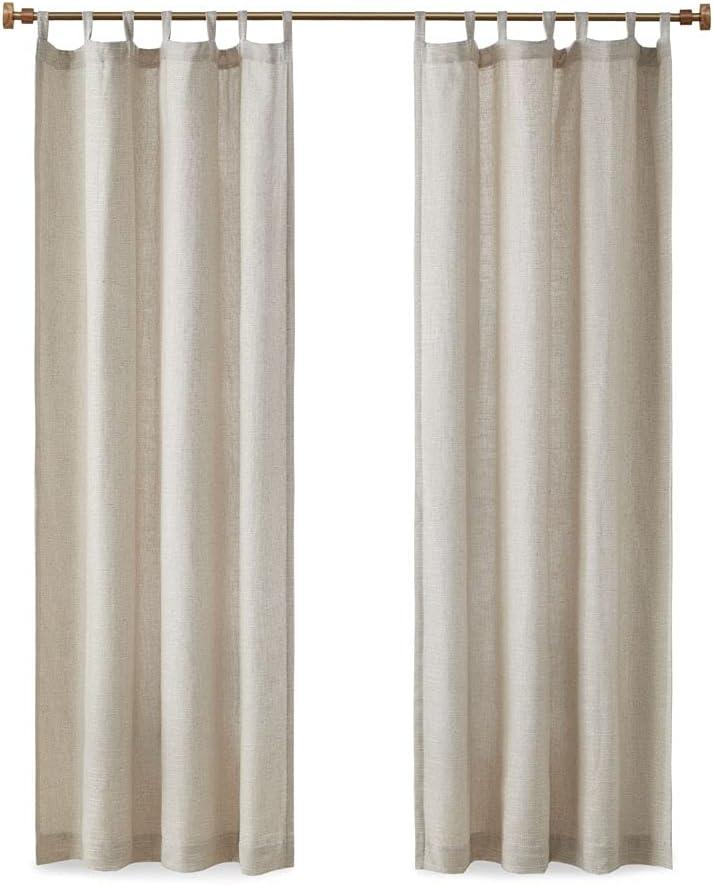 Madison Park Linen Blend Curtain Window, Thermal Insulated Fleece Lining, Living Room Decor Light Filtering Drape for Bedroom, 1-Single Panel Pack Fits 1.25" Rod, Beals, 50x84 Tab Top, Natural