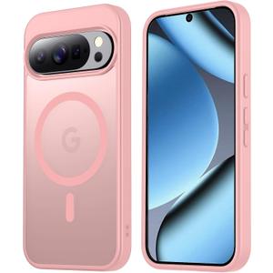 hitfine for Google Pixel 10 Pro Case/Google Pixel 10 Case,[Magnetic Charging][Military Drop Protection] [Compatible with Magsafe] Slim Translucent Matte Back Phone Case, (Pink/6.3 Inch)