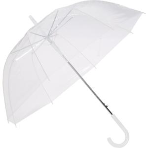 Amazon Basics Clear Umbrella for Rain, Round Bubble Umbrella for Wedding, With Wide Coverage (35" Canopy Diameter), Auto Open, Strong Fiberglass Frame, Steel Shaft, Spoke Protectors for Safety, Clear