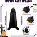 Halloween Witch Gothic Costume for Womens, 5 Pcs Witch Costume Set with Hat for Party Cosplay (Black)