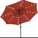 JEAREY 9FT Outdoor Patio Umbrella with Solar Lights, LED Lighted Pool Umbrella with Tilt and Crank, Outdoor Table Umbrellas for Deck, Yard & Market (Red)