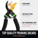 Ultra Sharp Japanese Steel Pruning Shears - Cuts 3X Easier, Weak Hand Arthritis Clippers, Rust-Resistant Titanium Coated Pruner, Effortlessly Cuts 3/4 Inch, 2.95 Inches X 1.42 Inches