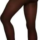 OEAK Womens Fleece Lined Tights Sheer Fake Translucent Pantyhose Thermal Tights High Waisted Footed Leggings Brown S/M 220g