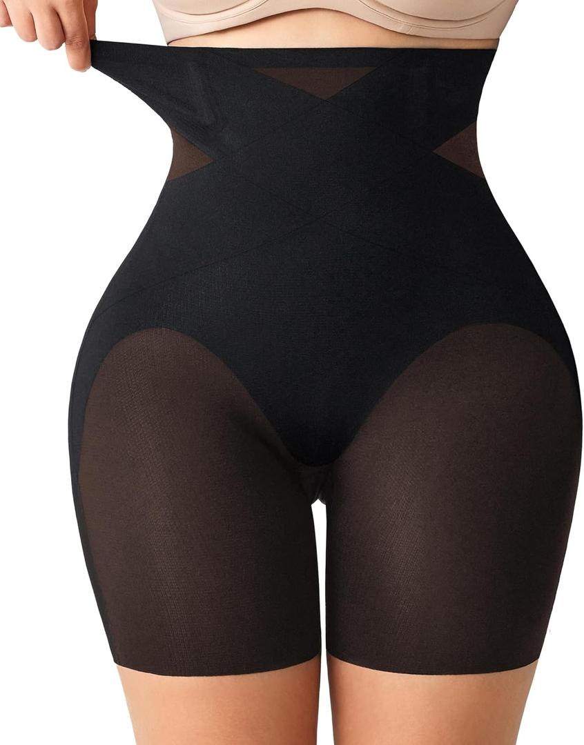 Nebility Shapewear Tummy Control High Waisted Butt Lifting Panties Body Shaper Shapewear Shorts Thigh Slimmer (Small, Black)