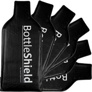 Reusable Wine Protector Travel Bag by Bottle Shield (6-pack) - Bubble Cushioning Wrap Suit - Unbreakable Bottle Sleeve, Leak Proof - Wine Travel Tote Bags Accessory for Suitcase Luggage, Black