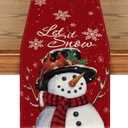 Artoid Mode Red Snowman Let It Snow Winter Table Runner, Seasonal Christmas Kitchen Dining Table Decoration for Home Party Indoor 13x120 Inch