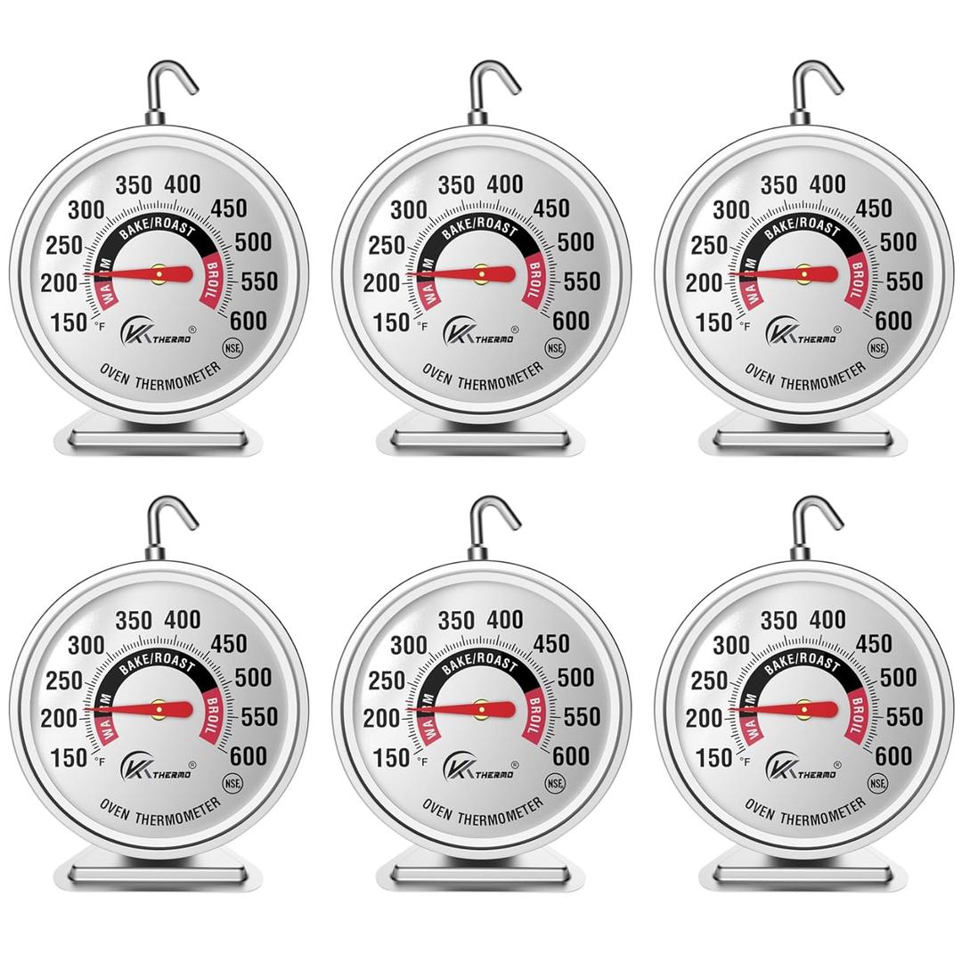 KT THERMO 6PCS Oven Thermometer150-600F, Oven Grill Fry Chef Smoker Analog Thermometer Instant Read Stainless Steel Kitchen Cooking Thermometer