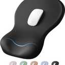 Ergonomic Mouse Pad with Wrist Rest, Black Mousepad with Wrist Support for Desk, Non-Slip Hard Base Mouse Pads, Portable for Office/Home/Travel Work