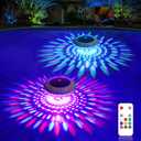 Floating Pool Lights w/Remote, 6.5 Inch RGB Color Changing Solar Pool Lights that Float with 9 Dynamic Lighting, IP68 Waterproof Hangable Solar Floating Light for Pool Garden Weeding Decor(2)