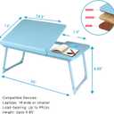 CloudTrip Laptop Desk for Bed or Couch, Lap Desk, Home office Desks, Breakfast Tray Desk, Desk with Cup Holder, Watching Movies in Bed, laptop stand for bed, Lap Desk, Fordable Legs Desk  (Blue)