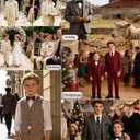 Herringbone Tweed 3 Piece Boys Suits Wool Blend Formal Party Dinner Tuxedo Set Outfit Suit Kids Suit Jacket Blazer Vest Pants for Boy Beige 5