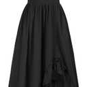 Scarlet Darkness Cottagecore Dress for Women Renaissance Faire Peasant Midi Dress with Pockets Black S