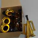 Poen 12 Pcs Toy Trumpet Kids Mini Metallic Trumpet Parties Musical Blow Horn Instruments Plastic Noise Makers for Kids Events Party Favors Music Class Stage Props 7 Inch Easter Day(Gold)