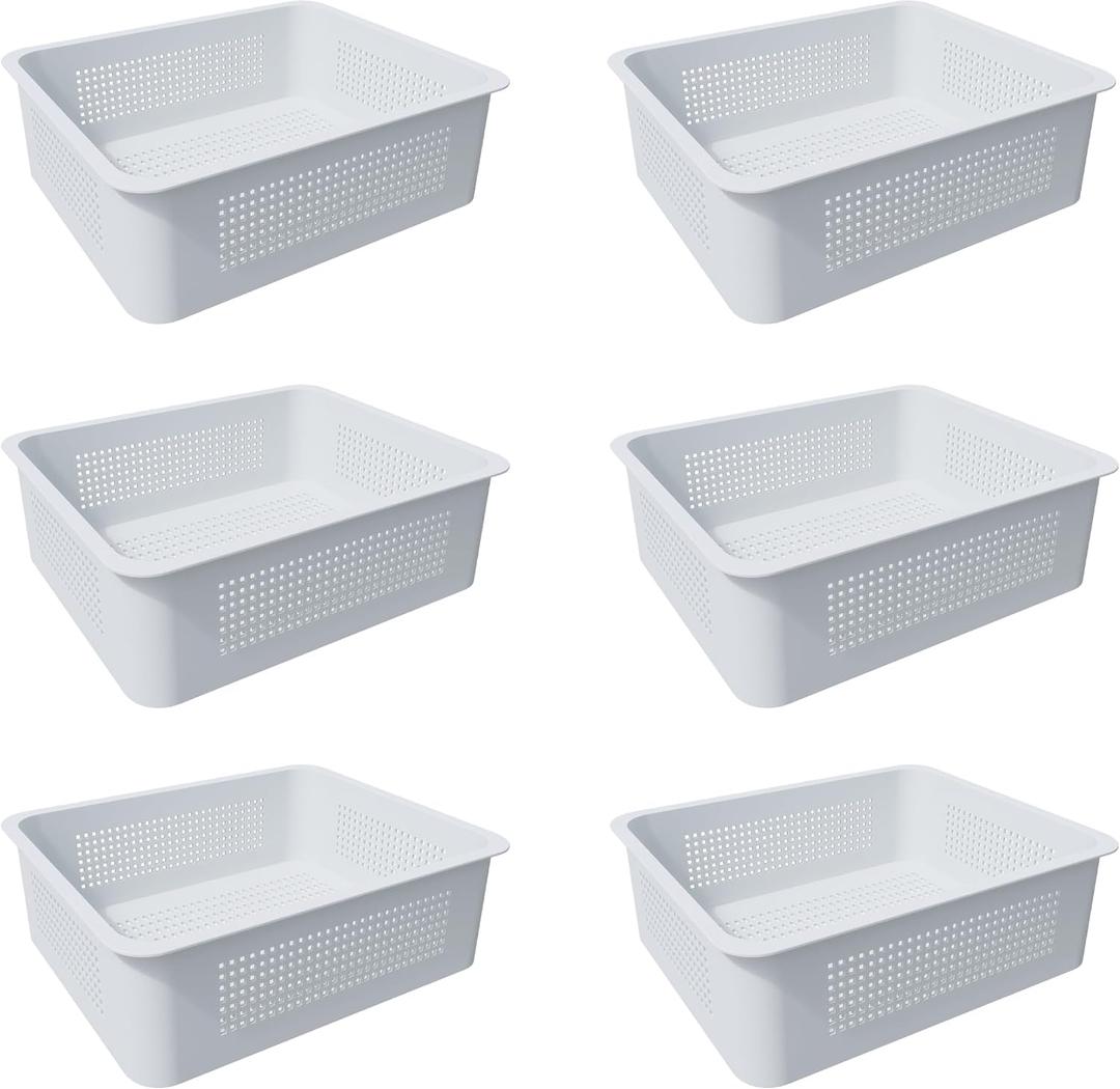 White Basket Poolside Deckbox Storage Organizer, 6-Pack (The baskets size is not suitable for any other brand of pool organizer except pool organizer)