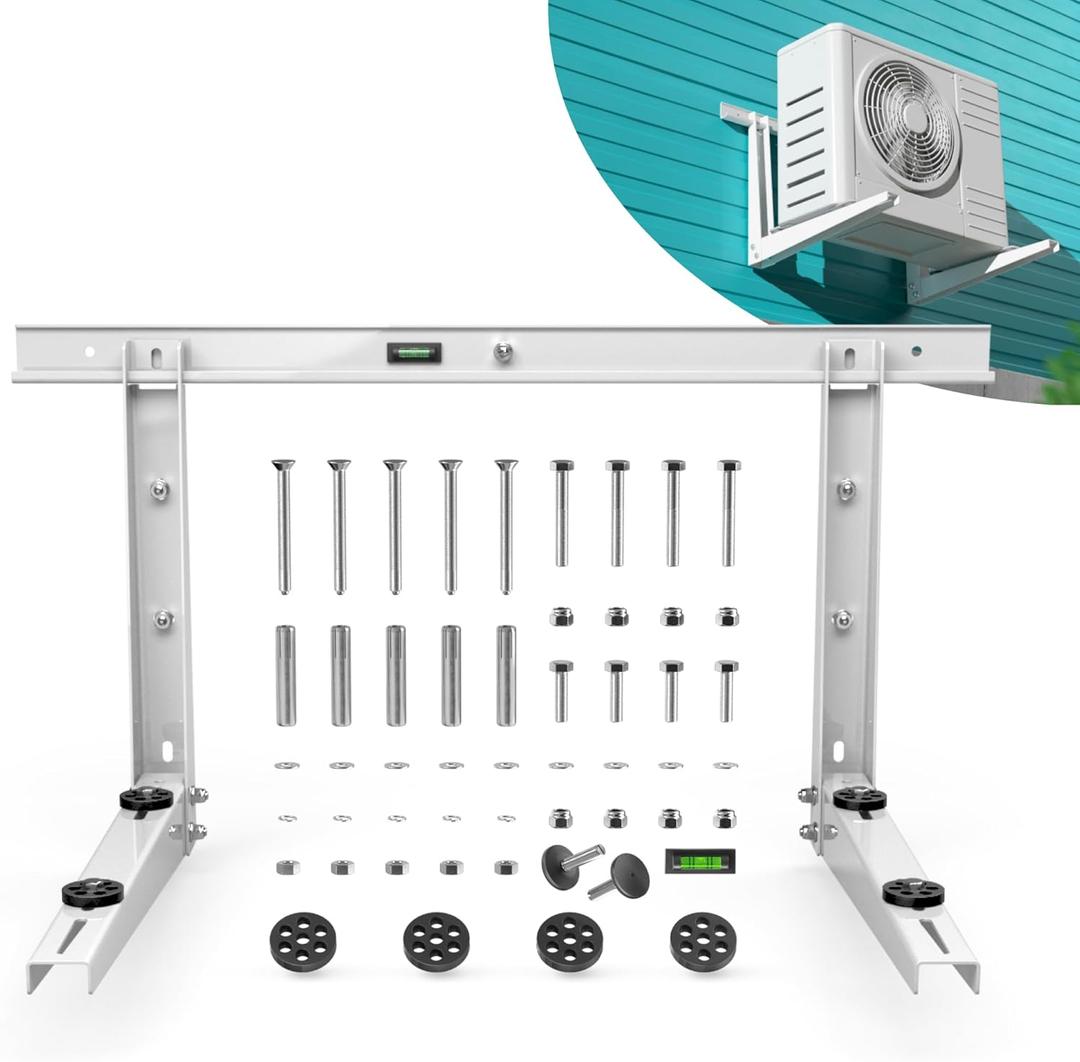 Heavy-Duty Outdoor Mini Split Wall Mount Bracket 9000 - 36000 BTU | Weatherproof Mini Split Mounting Bracket | Includes Drill Bit & Anti-Vibration Pads | Max 450lb Capacity