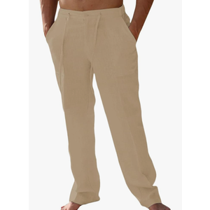 Men's Linen Pants Elastic Waist Drawstring Lightweight Casual Cotton Yoga Pants Loose Fit Summer Beach Long Trousers Small