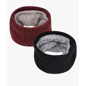 Loritta Neck Warmer Winter Warm Infinity Scarf Double-Layer Thick Fleece Windproof Scarves for Women Men (Gray, Black)