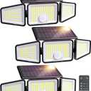 Ensenior Motion Sensor Outdoor Lights, 220 LED IP65 Waterproof Solar Security Light with Remote Control, 3 Heads Solar Flood Light Outdoor with 4 Modes, 270° Wide Angle Motion Light for Outside -3Pack