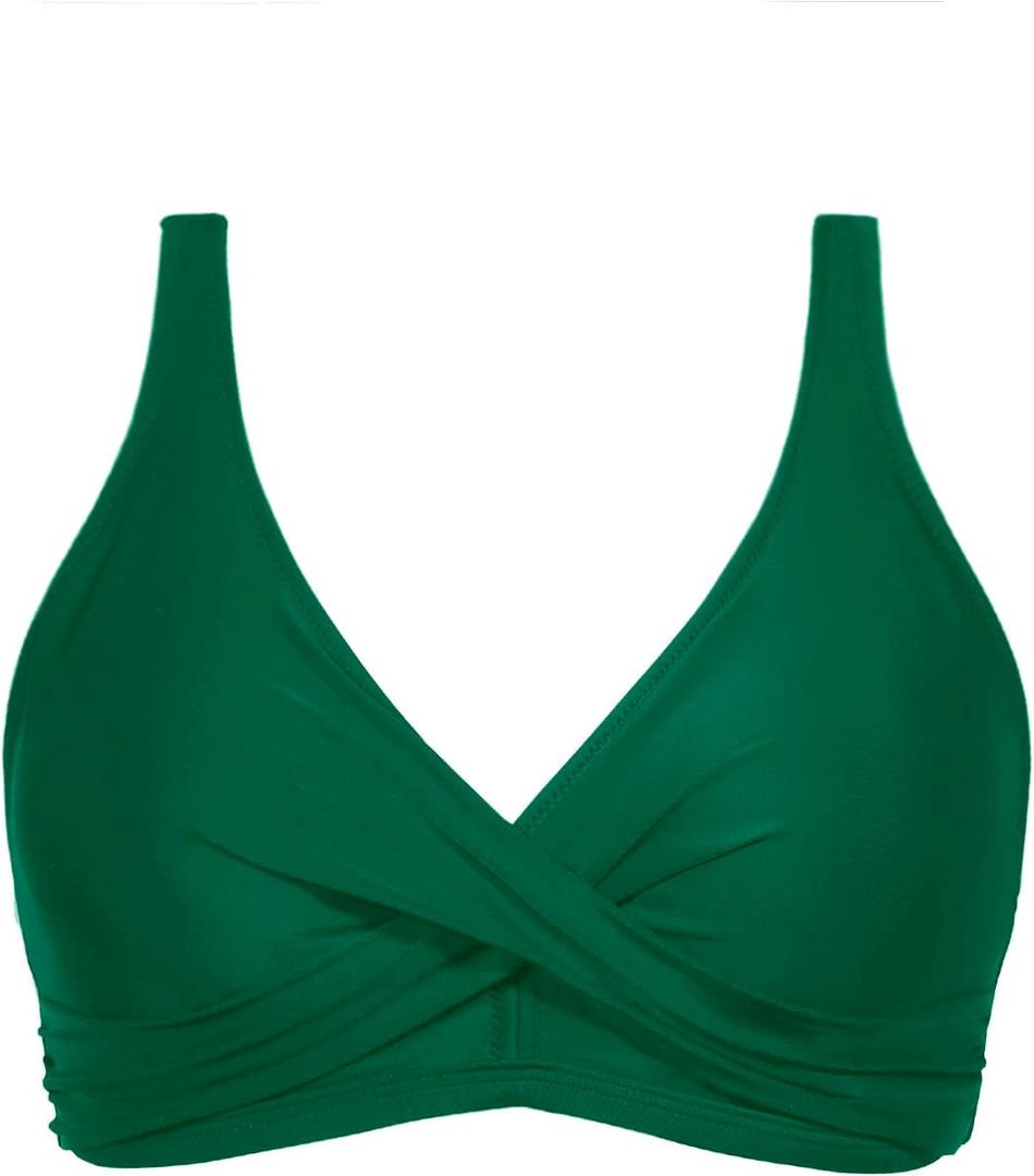 Aqua Eve Women Full Coverage Bikini Top No Bottom Push up Swimsuits Top Sport Bra Bathing Suits Tops (XX-Large, Green)