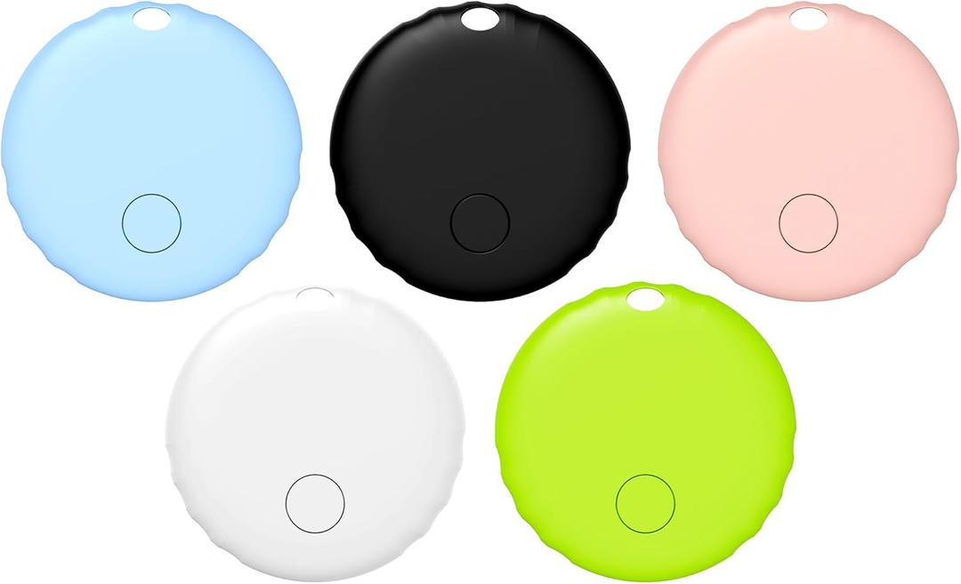 Tracker Tag, Smart Tag Works with Find My App (iOS Only), Keys Finder and Item Locator for Luggage, Backpack, Suitcases and More, Replaceable Battery, IP67 Waterproof Tracking Tags-5 Pack (black, white, pink, green, blue)