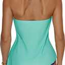 RXRXCOCO Mesh Halter Tankini Swimsuits for Women Tummy Control Swimsuit Asymmetrical Flowy High Waisted Bathing Suits (S)