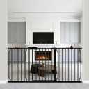 WAOWAO Baby Gate 62.19-66.92" Extra Wide Pressure Mounted Walk Through Swing Auto Close Safety Black Metal Toddler Kids Child Dog Pet Puppy for Stairs, Doorways, Kitchen