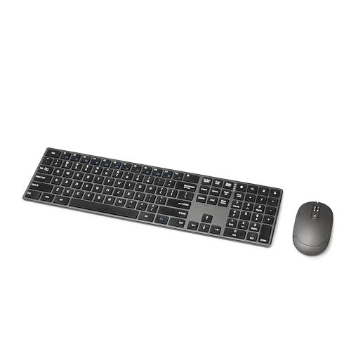 Amazon Basics Ultra Premium Wireless Keyboard and Mouse Combo - Rechargeable, Ultra Slim Design, Quiet, Full Size, Number Pad, Unifying Receiver, Black