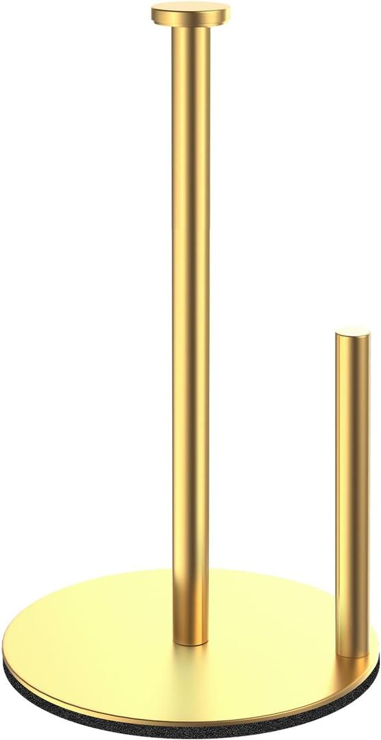 Paper Towel Holder, Gold Kitchen Roll Holder, Premium Stainless Steel Paper Towel Holder for Kitchen Rolls Organizer, Standing Paper Roll Dispenser