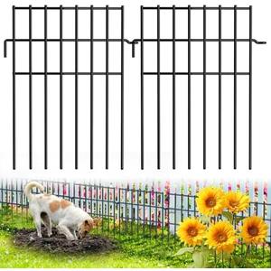 10 Panels Animal Barrier Fence - 16.7in H x 10.8ft L,No Dig Rustproof Metal Decorative Outdoor Garden Fence, for Rabbits Dogs, Easy Install Fences for Flower Beds