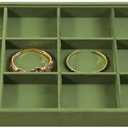Yinbeini 12 Grid Velvet Jewelry Tray, Stackable Bracelet Bangle Watch Organizer, Premium Display Tray for Counter Drawer Showcase (Grey) 2-Count