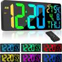 [Oversized] 18" Digital Wall Clock Large Display, 11 RGB Color Changing Large Digital Wall Clock with Remote, Date, DST, Temperature, Auto Brightness Digital Alarm Clock for All Spaces Use