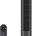 Tower Fan for Bedroom, 28dB Quiet Bladeless Oscillating Standing Fan with Remote, 5 Speeds & 4 Modes, 12H Timer, LED Display, 22.3ft/s High Velocity Cooling Floor Fan for Home, Office (Black), 9.84"D x 9.84"W x 35.43"H
