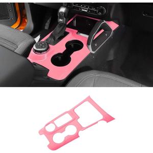 RAZPOY Gear Shift Panel Cover Center Console Cup Holder Trim Compatible with Ford Bronco 2021-2024 Interior Accessories, Pink (Not for Bronco Sport, Not for 2025 Bronco)