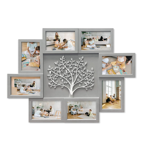 HELLO LAURA - Picture Frame Collage Large Wall Hanging Photo Frames Elegant Tree Collage Frame Gifts for Family Friends 4x6 inch Home Wall Decor Gallery Display (Grey)
