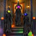 winemana 3 Pack Halloween Witches Outdoor Decor - 6FT Light Up Witch Stakes with Multi-Color LEDs, Scary Yard Decorations for Lawn, Garden & Haunted House