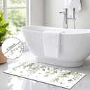 Sage Green Bathroom Rugs Long Leaf Bath Mats Eucalyptus Spring Bathroom Decor Non Slip Floor Mat Absorbent Quick Dry Bath Rugs for Sink Shower Bathtub 17X47 Inch (Sage Green, 17X47 Inch)