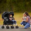 Dream On Me Volgo Twin Baby Stroller, Lightweight Side-by-Side Double Umbrella Stroller with Adjustable Canopy, 5-Point Harness, Storage Basket & Travel-Friendly Fold Black