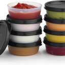 Condiment Cups Containers with Lids- 8 pk. 2.3 oz.Salad Dressing Container to go Small Food Storage Containers with Lids- Sauce Cups Leak proof Reusable Plastic BPA free for Lunch Box Picnic Travel 