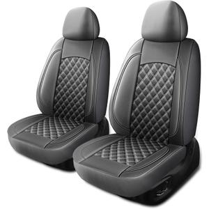 Leather Car Seat Covers, Breathable and Waterproof Napa Leather Automotive Seat Cover, Universal Interior for Cars,Sedans, SUVs, Vans, Trucks (2 Pieces, Front Seat, Grey)
