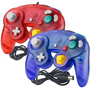 Reiso Gamecube Controller, 2 Pack NGC Classic Wired Controller for Wii Game cube Console (Clear Red and Clear Blue)