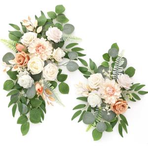 Artificial Flowers Decorations Pack of 2,Centerpieces for Wedding Reception Backdrop Decoration, Floral Decor Wall Home Entryway OutdoorDecorations (Champagne)