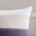 Soft Cotton Boho Lumbar Throw Pillow Covers Set of 2, Natural White/Contrast Purple 12x20 Inch, Purple Farmhouse Decorative Cushion Covers for Sofa Bed Living Room Home Decor