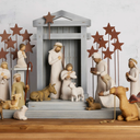 Nativity Deluxe plus Metal Stars and Angel, 18-piece Set
