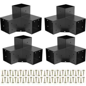 Woodworks Pergola pergola Brackets 3-Way Right Angle Corner Bracket DIY Elevated Wood Stand 4PACK with Screws for 6x6 (Actual: 5.5x5.5 Inch) Lumber Pergola Gazebo