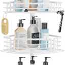 Consumest Shower Caddy Tension Pole - Adjustable Corner Shower Organizer with Soap Holder, Bath Shelves for Bathroom Storage, 27.6-108.3 inch, White
