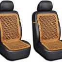 Zento Deals Natural-Wood Beaded Seat Cover with high Ventilation (Natural Wood) - 2 Packs