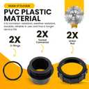 2 Pack 270100 Black Pool Valve Adaptor Replacement Kit Fit for Pentair Quad D.E. Filter, FNS Plus Filter, Clean & Clear Plus Filter