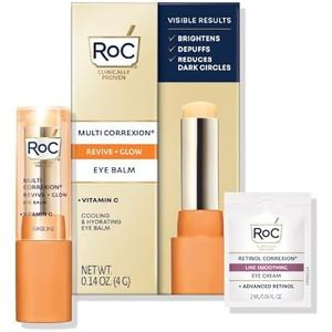 RoC Multi Correxion Revive + Glow Eye Balm with Vitamin C (0.14 oz) + Retinol Eye Cream Packette