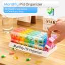 Monthly Pill Organizer 2 Times a Day, one Month Pill Box AM PM, 30 Day Pill Case Small Compartments to Hold Vitamin and Travel Medicine Organizer, 31 Day Pill Organizer, 4 Week Pill Cases