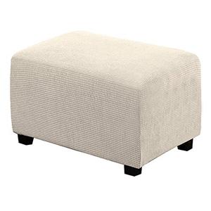 H.VERSAILTEX Ottoman Cover Slipcover Rectangle Fit Length 29'-34' Footrest Sofa Slipcovers Stool Cover Footstool Protector Covers Feature Stretch Thick Jacquard Fabric Removable Washable - Natural